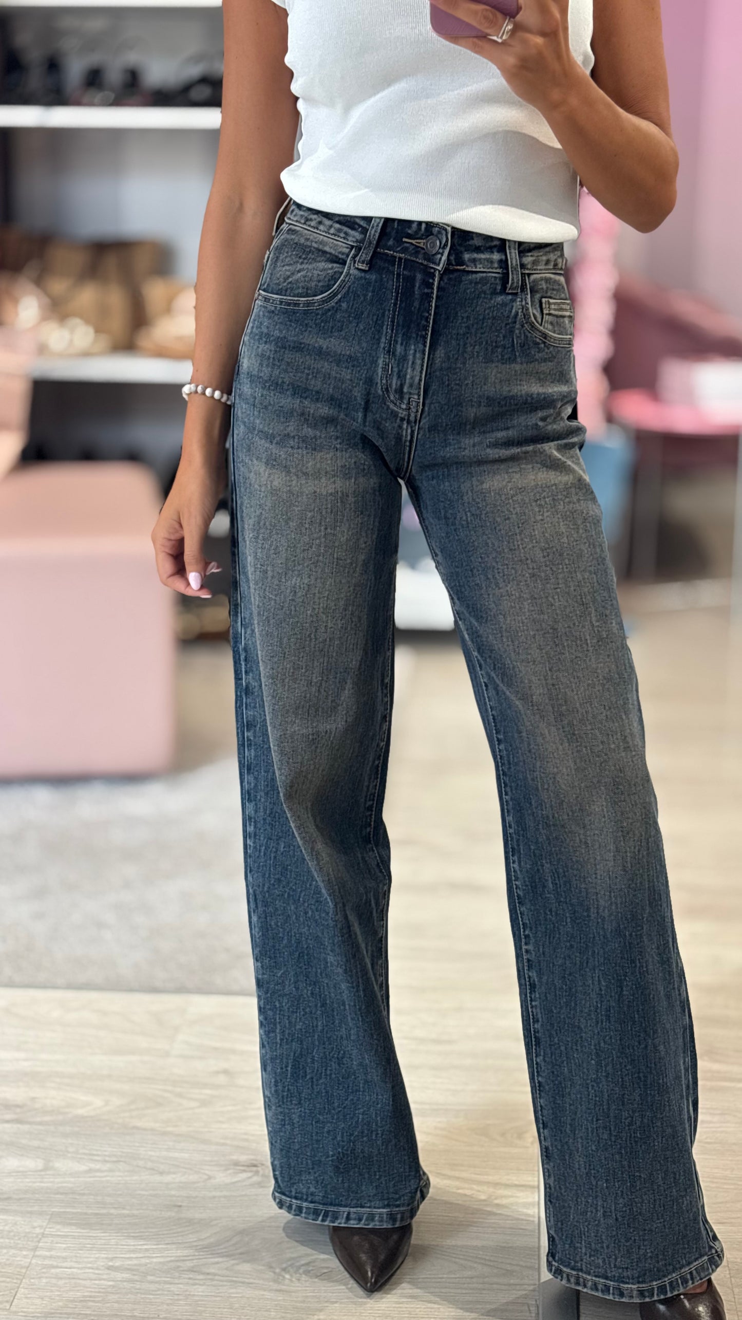Jeans Wide Leg Wine