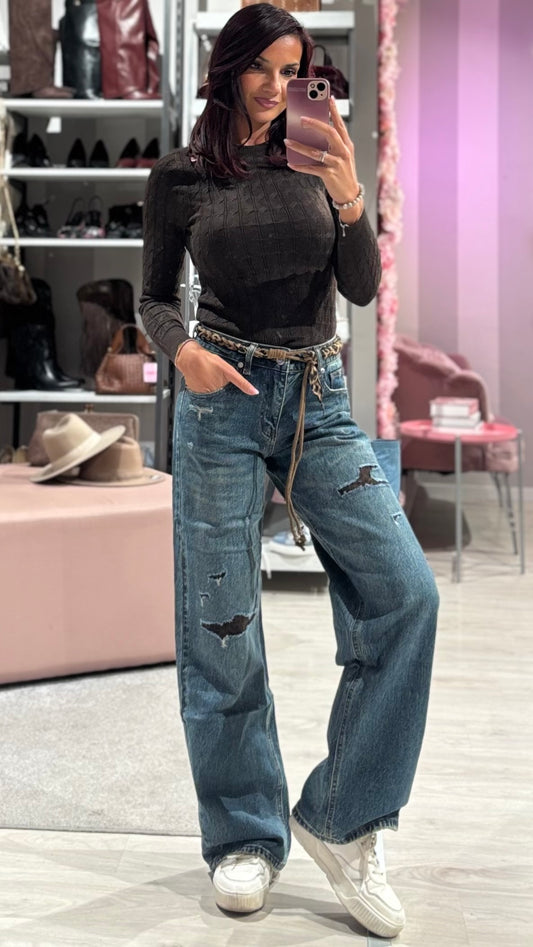 Jeans Wide Leg Animalier