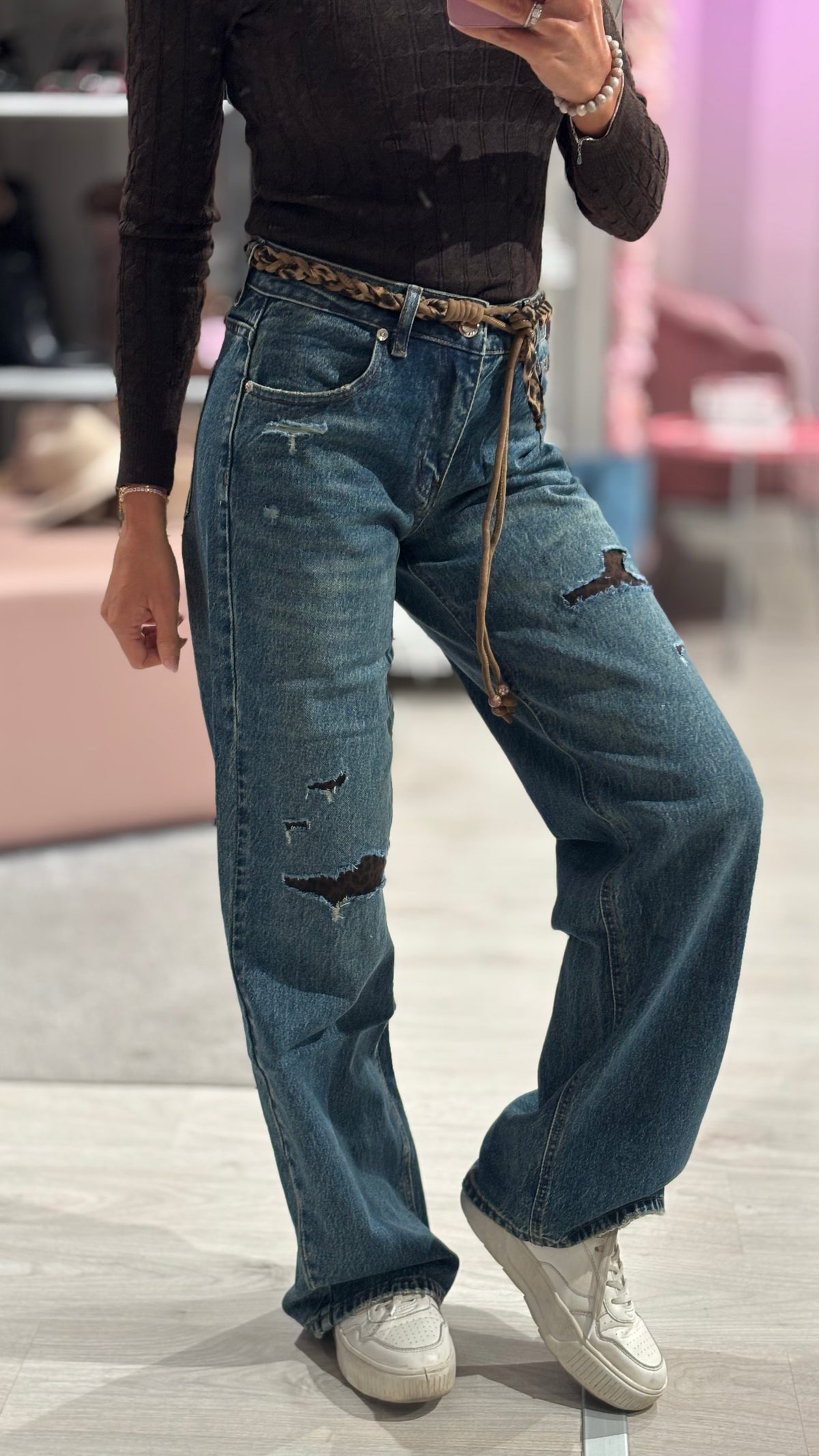 Jeans Wide Leg Animalier