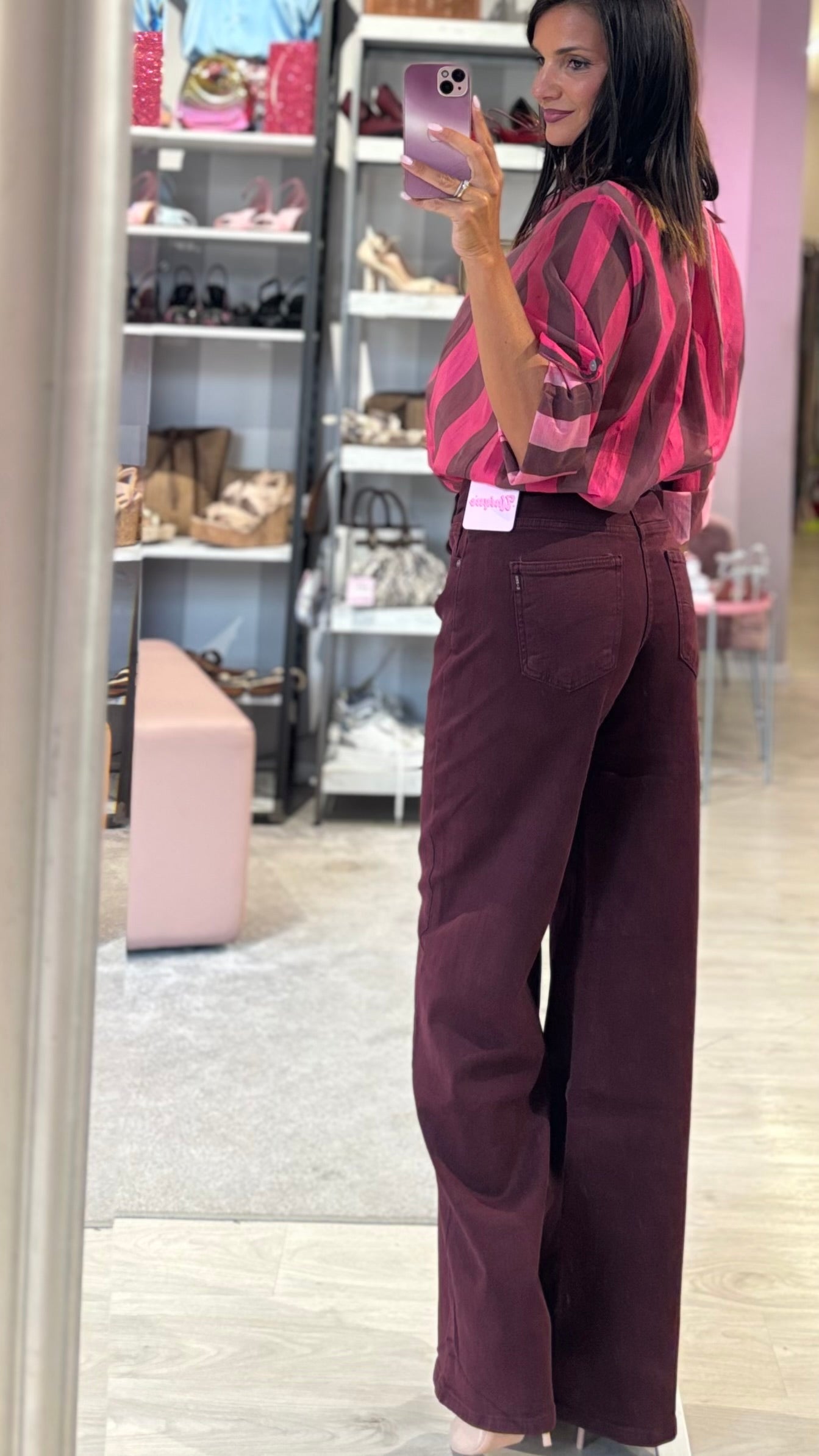 Jeans Wide Leg Wine