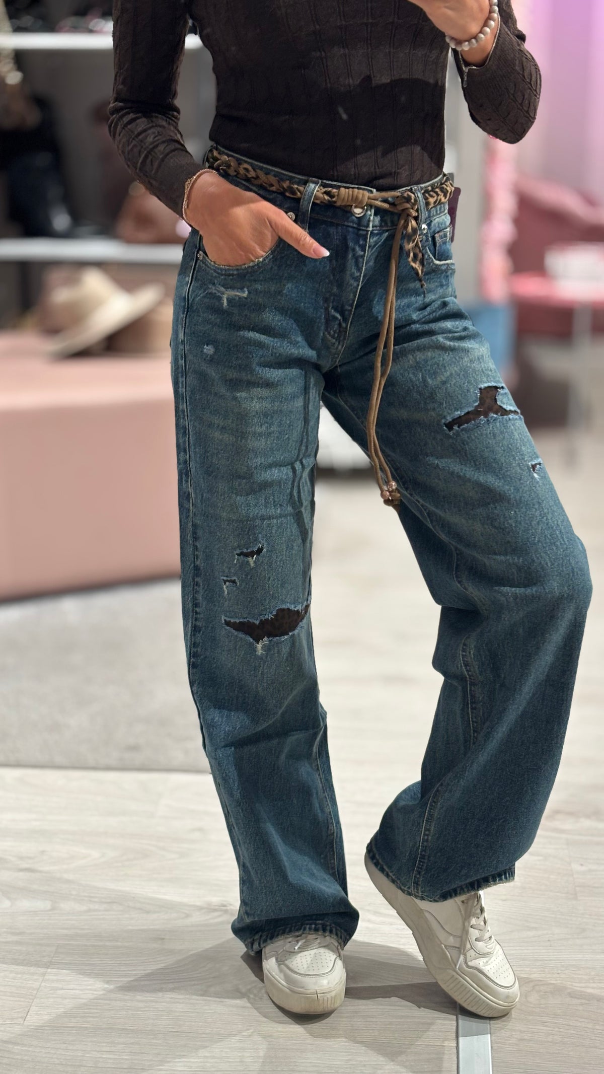 Jeans Wide Leg Animalier