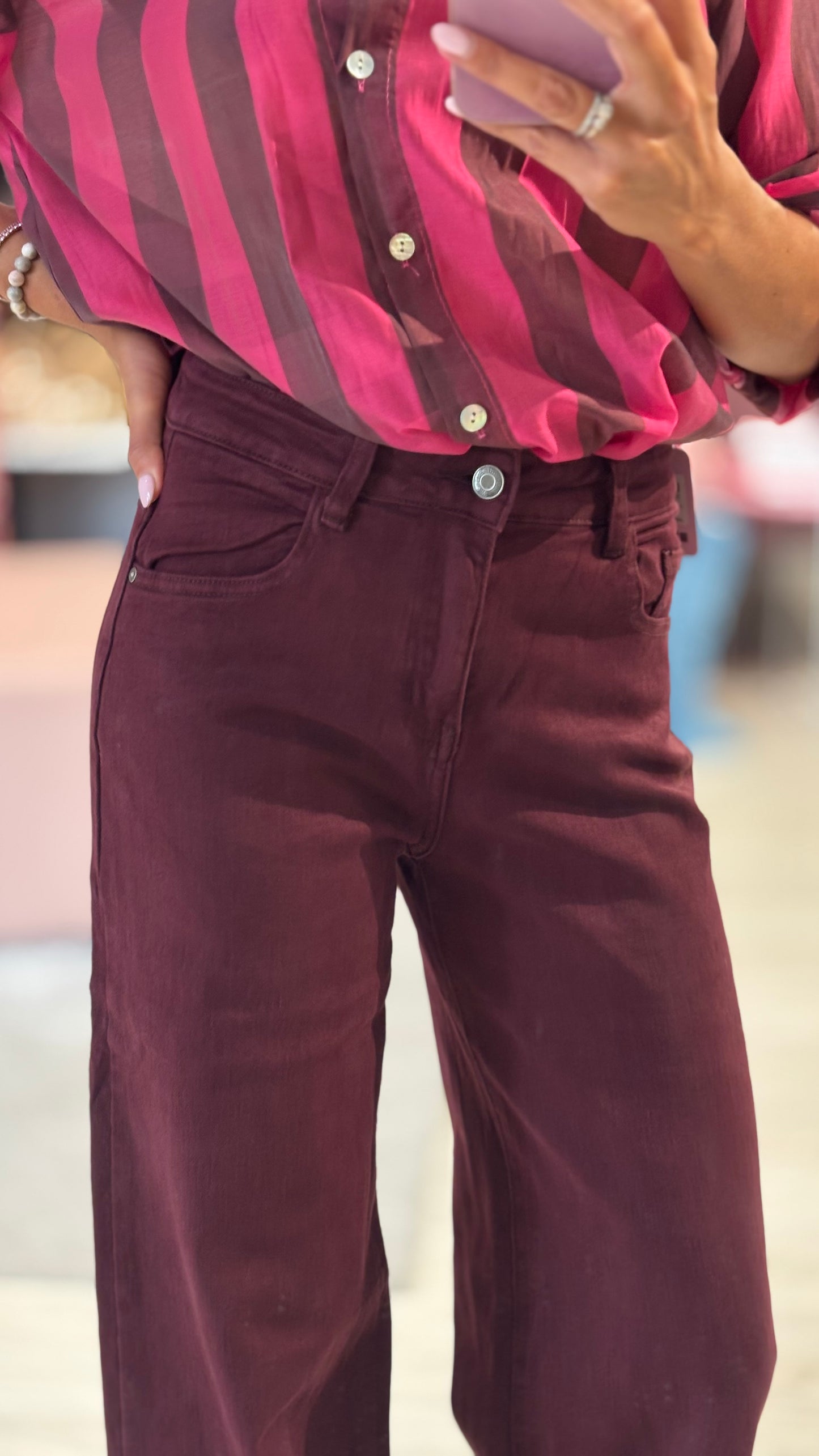 Jeans Wide Leg Wine