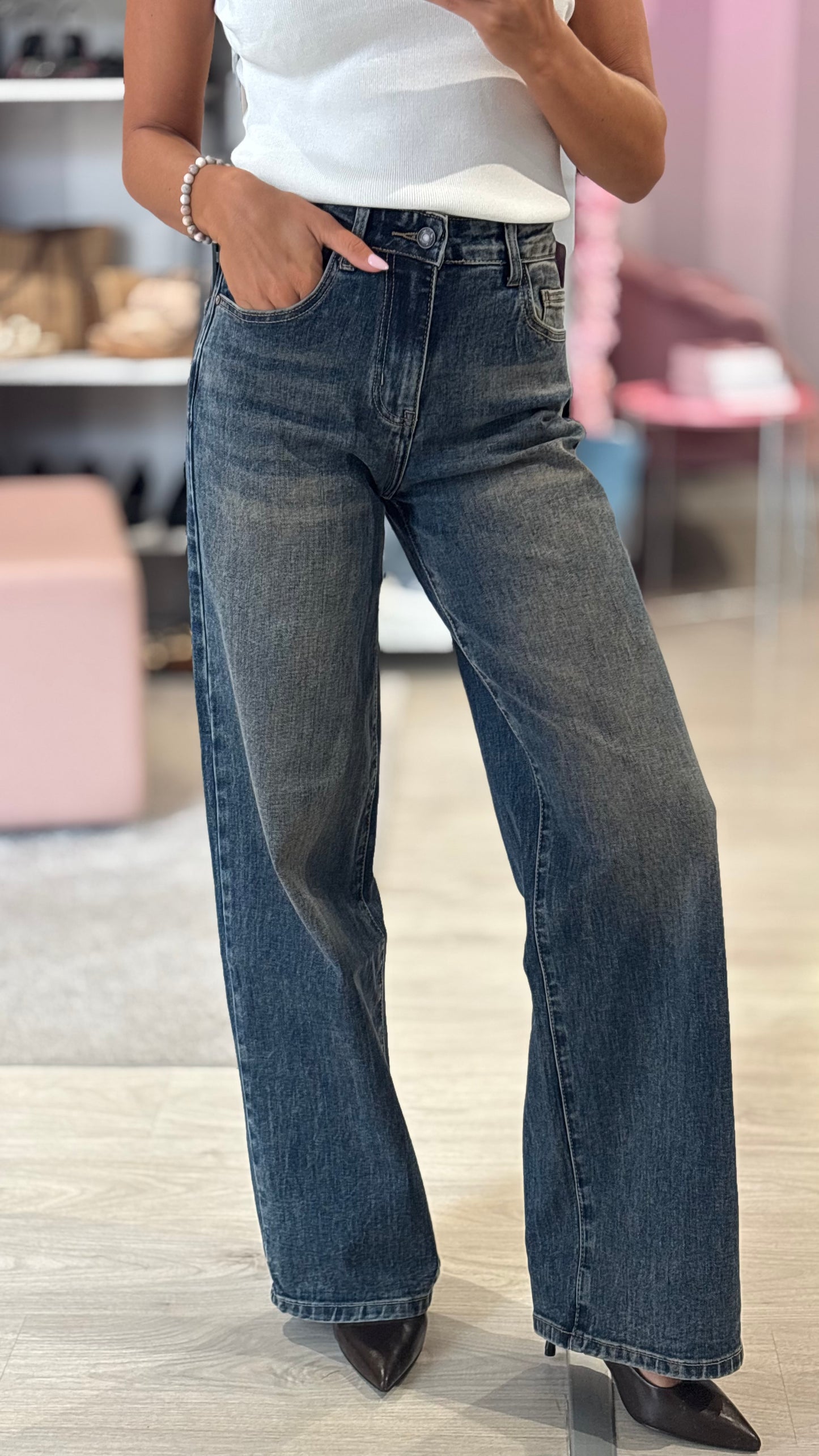 Jeans Wide Leg Wine