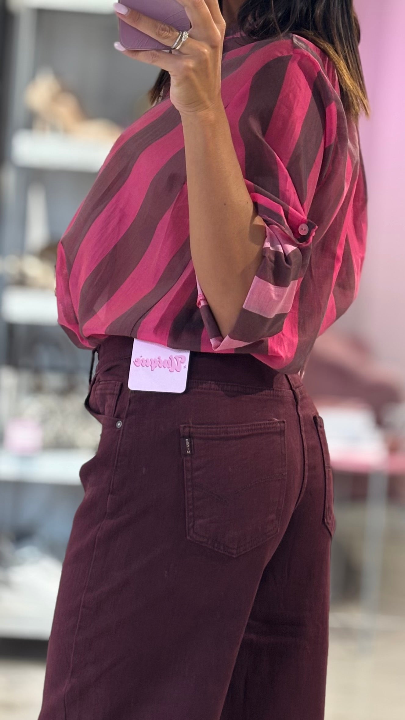 Jeans Wide Leg Wine