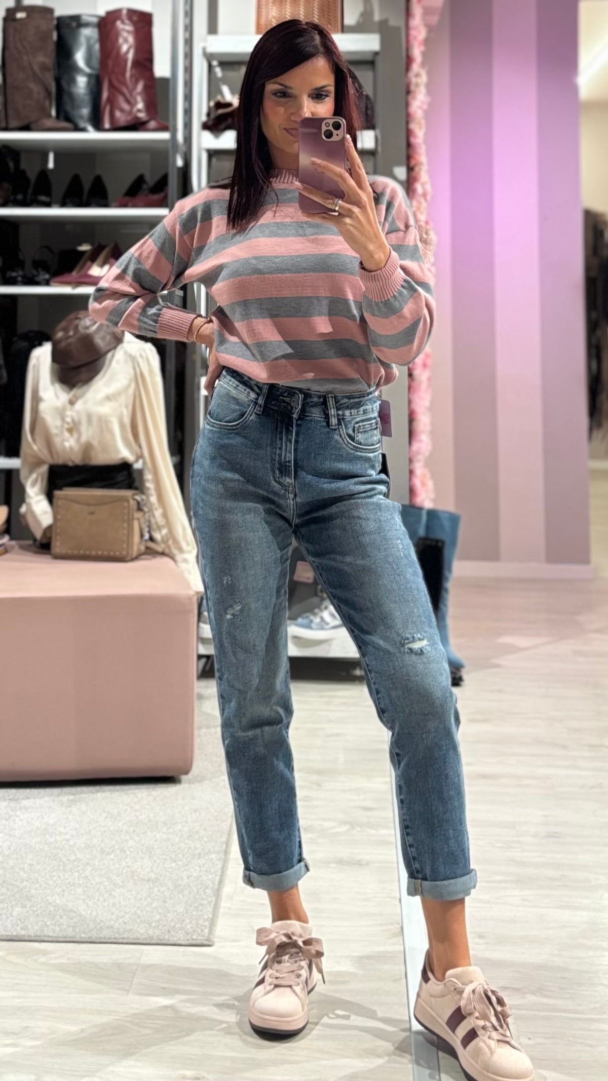 Jeans Mom fit strappi