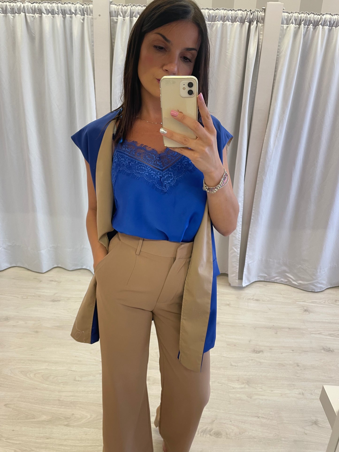 Canotta pizzo saten