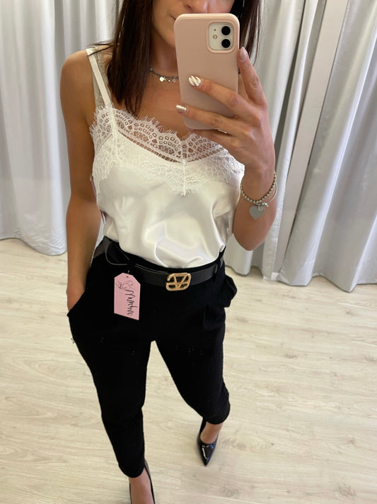 Canotta pizzo saten