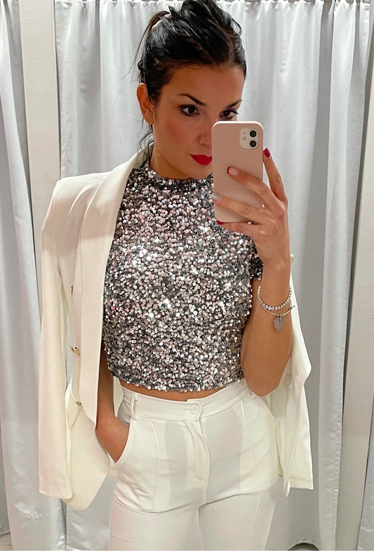 Crop top paillettes