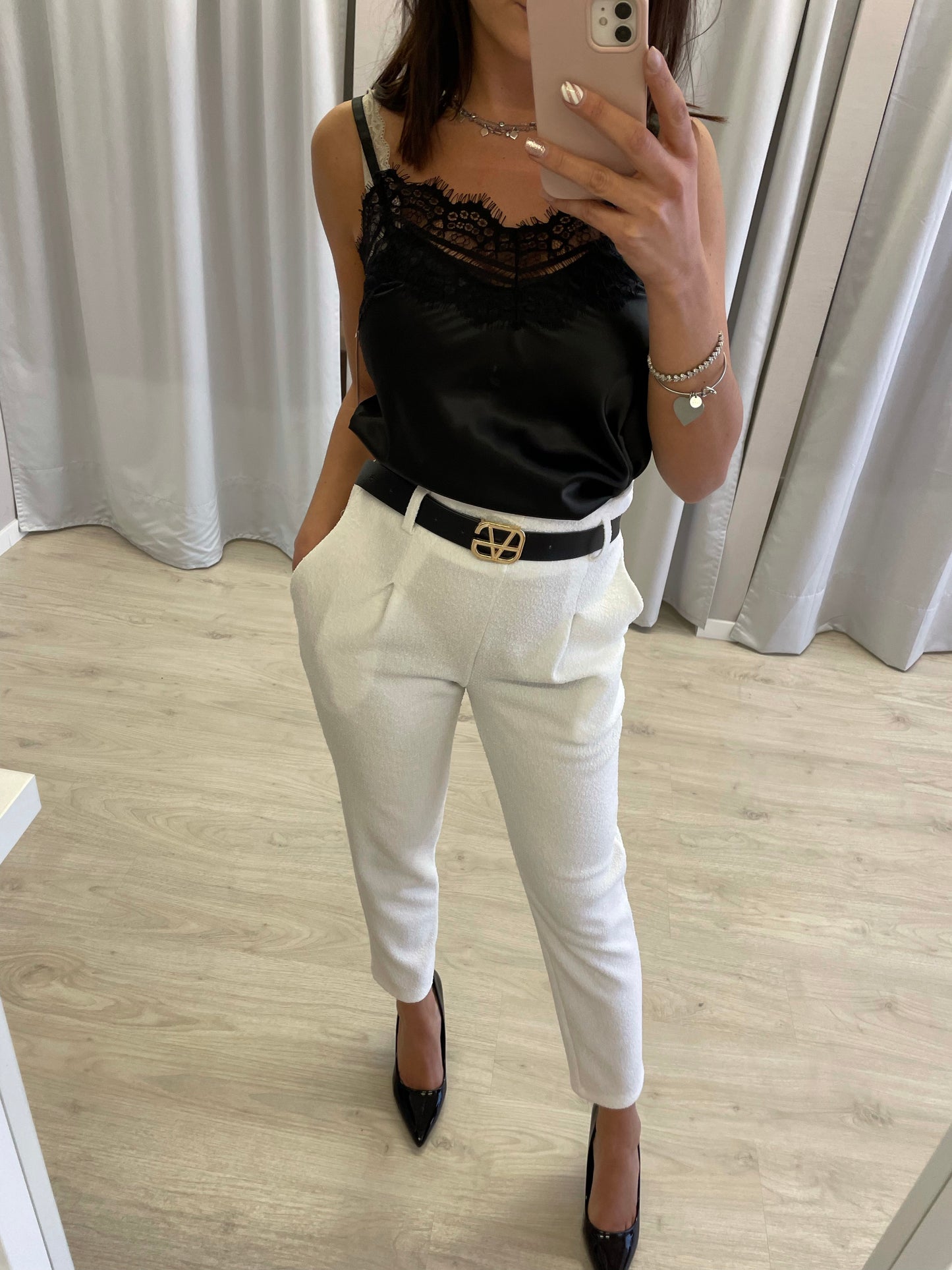 Canotta pizzo saten